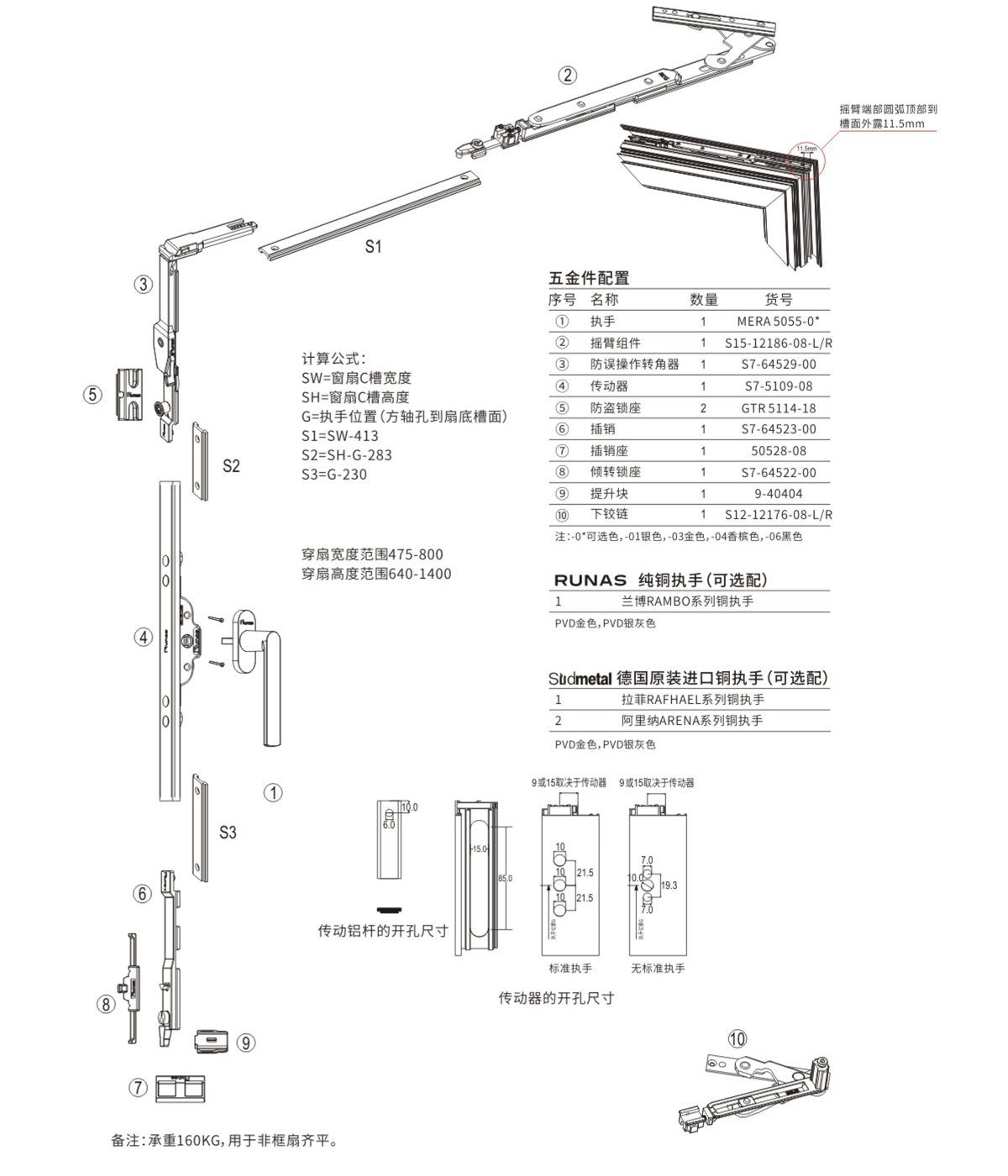 S15內(nèi)開內(nèi)倒窗五金配置方案